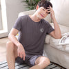 Summer New Knitted Cotton Short Sleeved Men Pajamas Sets Male Pajama Set Letter Pajama For Men Sleepwear Suit Homewear Size Xxxl