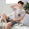 Summer New Knitted Cotton Short Sleeved Men Pajamas Sets Male Pajama Set Letter Pajama For Men Sleepwear Suit Homewear Size Xxxl