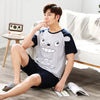 Summer New Knitted Cotton Short Sleeved Men Pajamas Sets Male Pajama Set Letter Pajama For Men Sleepwear Suit Homewear Size Xxxl