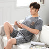 Summer New Knitted Cotton Short Sleeved Men Pajamas Sets Male Pajama Set Letter Pajama For Men Sleepwear Suit Homewear Size Xxxl