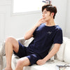 Summer New Knitted Cotton Short Sleeved Men Pajamas Sets Male Pajama Set Letter Pajama For Men Sleepwear Suit Homewear Size Xxxl