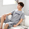Summer New Knitted Cotton Short Sleeved Men Pajamas Sets Male Pajama Set Letter Pajama For Men Sleepwear Suit Homewear Size Xxxl