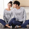 Autumn Winteter Long-sleeved Men's Cotton Pajamas Letter Striped Cartoon Pajama Sets Casual Men Pyjamas Plus Size 3XL Pijama Set