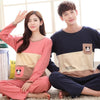Autumn Winteter Long-sleeved Men's Cotton Pajamas Letter Striped Cartoon Pajama Sets Casual Men Pyjamas Plus Size 3XL Pijama Set