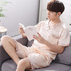 Thoshine Brand Spring Summer Autumn Men Satin Silk Pyjamas Sets of T-shirt & Shorts Male Pijama Sleepwear Leisure Home Clothing